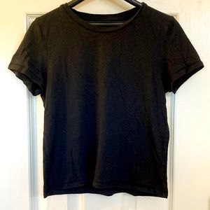 American Eagle crop T-shirt black very short sleeves STRETCHY BODYCON FIT small